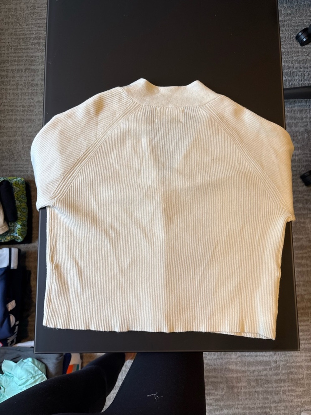 Zara Cream Button-Front Ribbed Cardigan - Picture 3 of 3